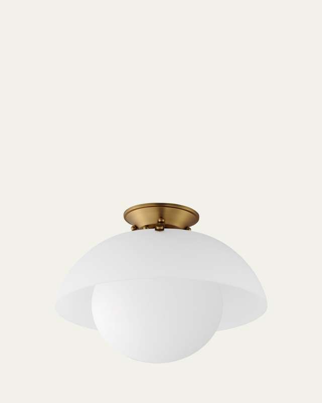 Mat Sanders design from Studio M Domain 14" Semi Flush Mount - Frost/Brass